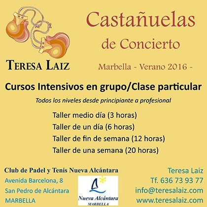Cursos de Castañuelas Cartel Marbella 2016
