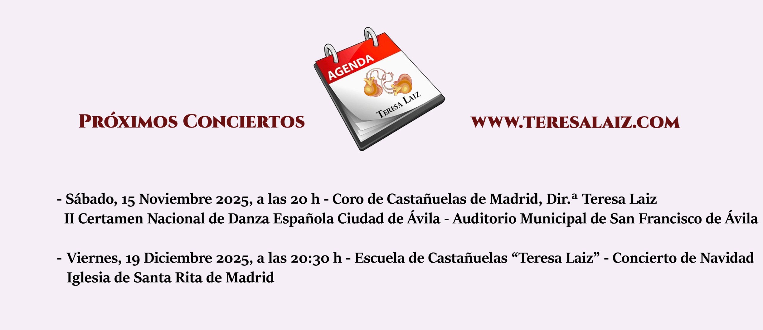 Agenda próximos conciertos Teresa Laiz