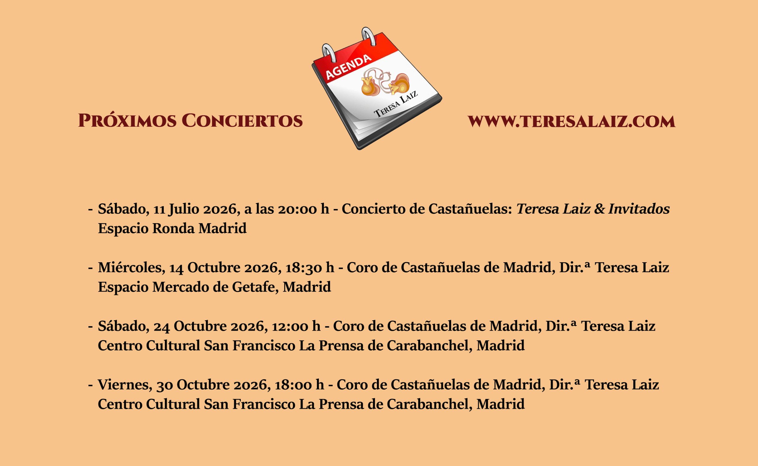 Calendario Conciertos Teresa Laiz